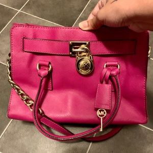 Used Hot Pink Michael Kors Hamilton bag